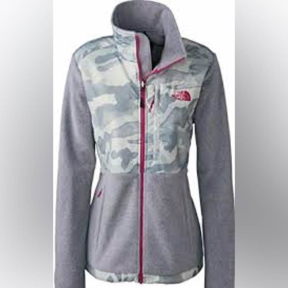 RARE Camo The North Face Denali Fleece Jacket size M gray cream green camo color